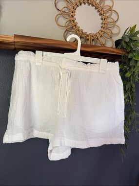 Gauzy White Women's Drawstring Lounge Shorts
